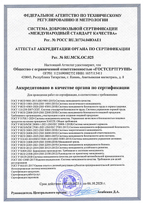 Аттестат аккредитации